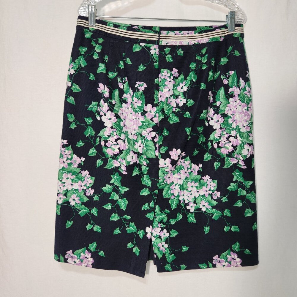 TALBOTS The Oprah Magazine Feminine Romantic Preppy Blue Floral Skirt Size 12. - Picture 2 of 16